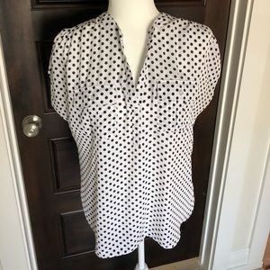 INC. White with Black Polka dot blouse
